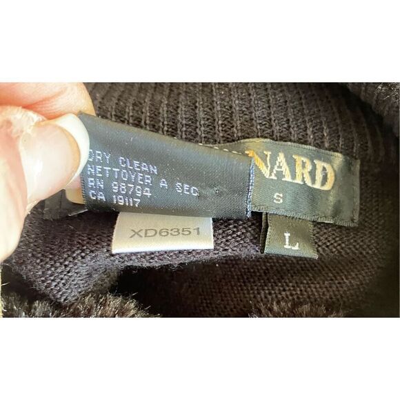 Nina Leonard Classic Zip Cardi w/Faux Fur Collar Sz L Long Sleeve Wool Blend - Picture 9 of 9